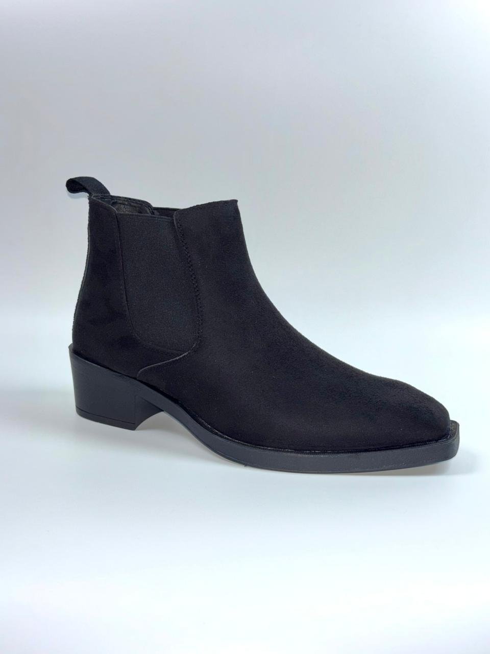 Italian Cuban Heel Chelsea Boots – Charcoal Black - Image 2