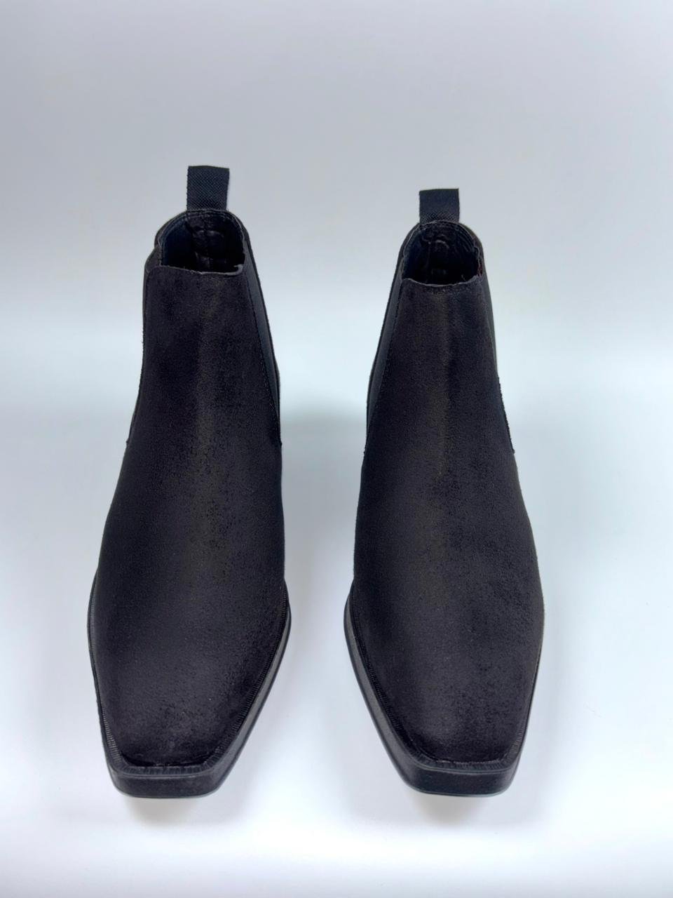 Italian Cuban Heel Chelsea Boots – Charcoal Black - Image 4